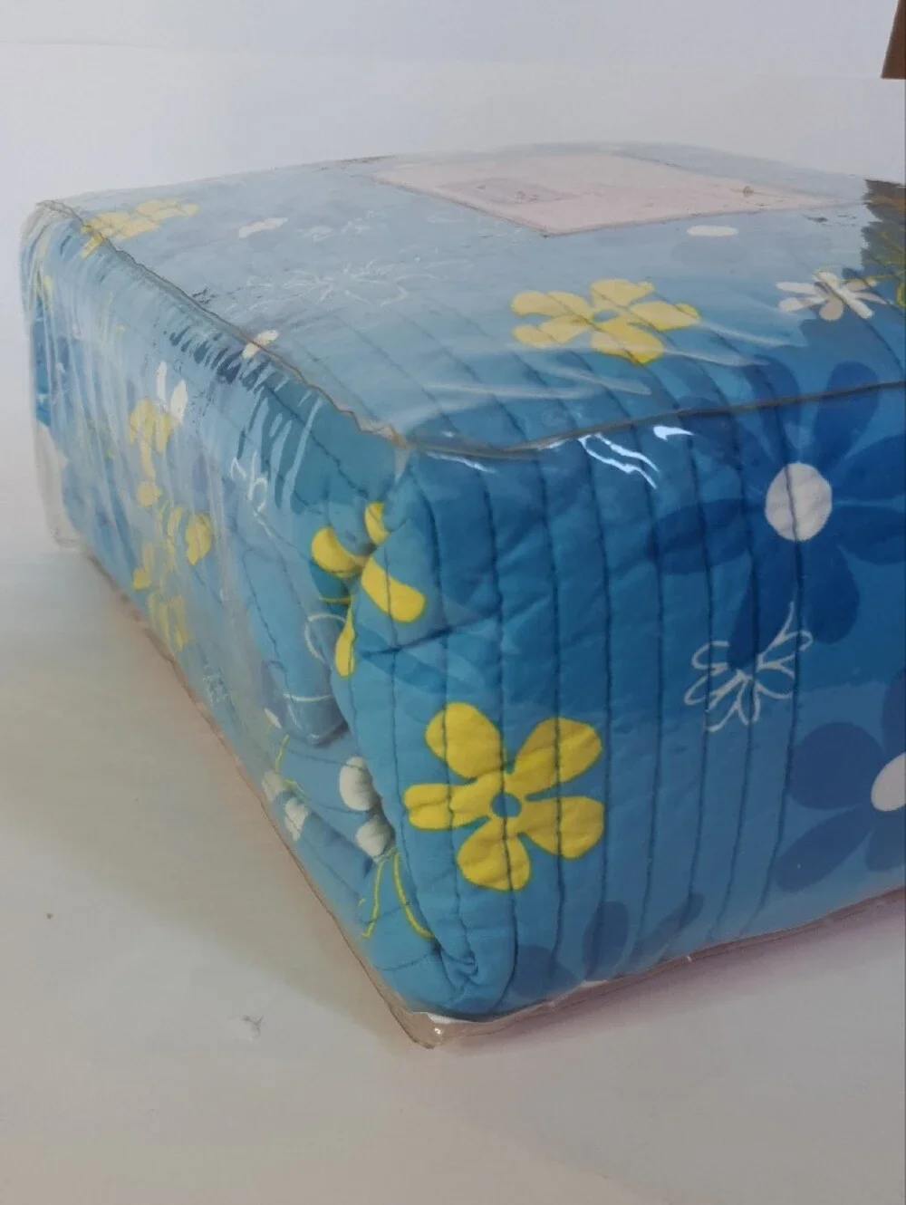 Flower Power Blue Thick 100% Cotton Shower Curtain + FREE GIFT